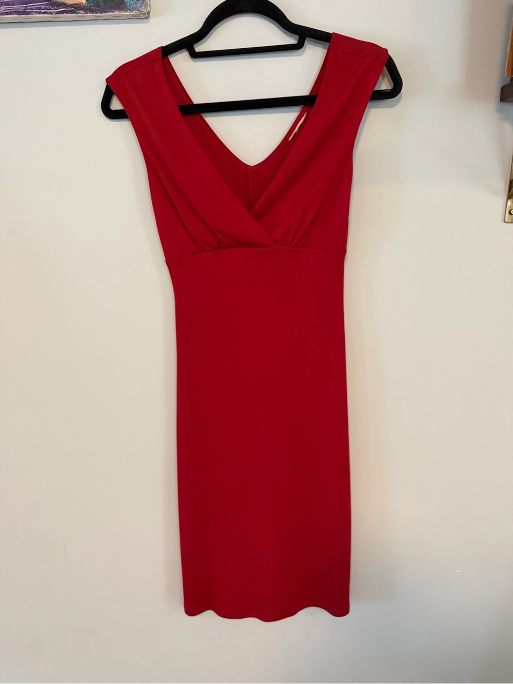 Sleeveless Red V-Neck Midi Dress